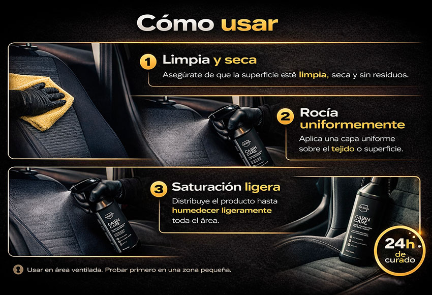 RECUBRIMIENTO CERÁMICO TELA CABINCARE (500ML) - 1 AÑO - Imagen 2